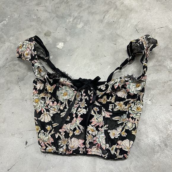 Rare Victoria's Secret Dream Angels Embroidered Unlined Bra Korset 34D Corset - Picture 1 of 8